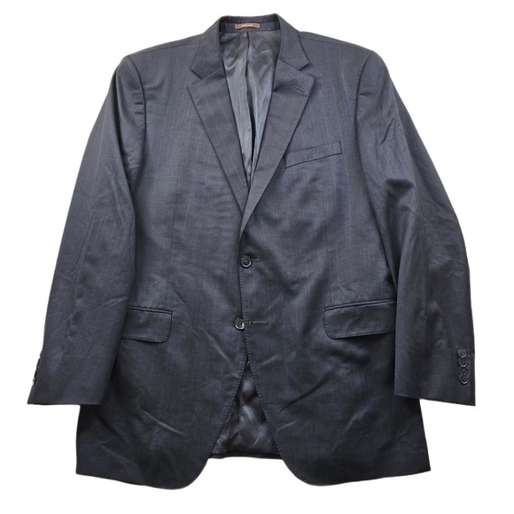 Peter Millar Pinstripe Suit Jacket Mens 44L 44T Charcoal Gray 100% Wool Blazer